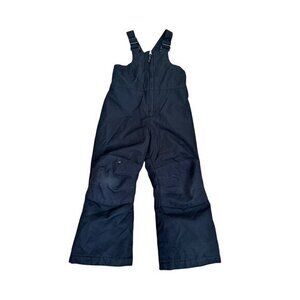LANDS END Kids Black Snow pants Ski Bib Overalls With Reinforced Knees